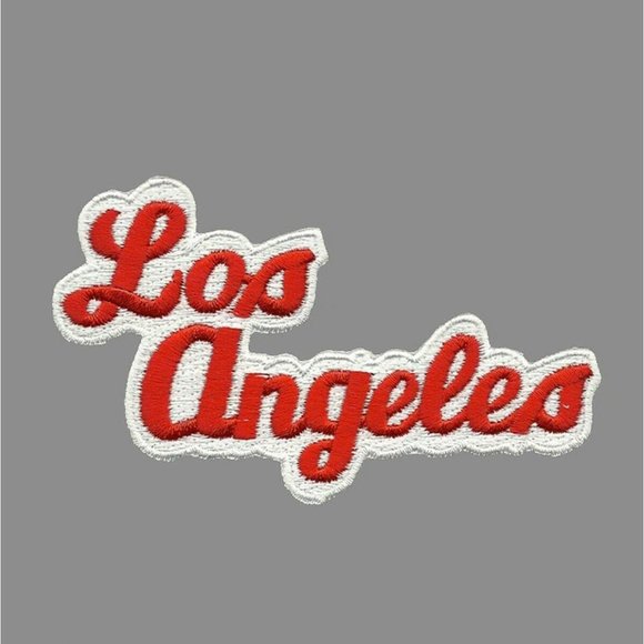 Los Angeles California Iron on Patch Red White Script Souvenir Travel Patch Appl - Picture 2 of 4